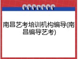 南昌艺考培训机构编导(南昌编导艺考)