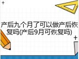 产后九个月了可以做产后恢复吗(产后9月可恢复吗)