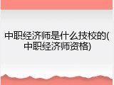 中职经济师是什么技校的(中职经济师资格)