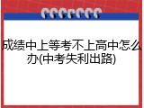成绩中上等考不上高中怎么办(中考失利出路)