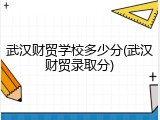 武汉财贸学校多少分(武汉财贸录取分)