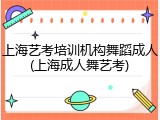 上海艺考培训机构舞蹈成人(上海成人舞艺考)