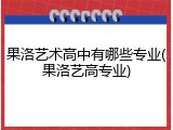 果洛艺术高中有哪些专业(果洛艺高专业)