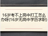 16岁考不上高中打工怎么办呀(16岁无高中学历求职)