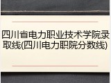 四川省电力职业技术学院录取线(四川电力职院分数线)