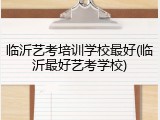临沂艺考培训学校最好(临沂最好艺考学校)
