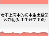 考不上高中的初中生出路怎么办呢(初中生升学出路)