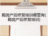鹤岗产后修复培训哪里有(鹤岗产后修复培训)