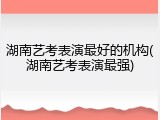 湖南艺考表演最好的机构(湖南艺考表演最强)