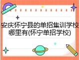 安庆怀宁县的单招集训学校哪里有(怀宁单招学校)