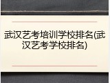 武汉艺考培训学校排名(武汉艺考学校排名)