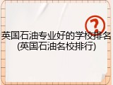 英国石油专业好的学校排名(英国石油名校排行)
