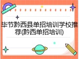 毕节黔西县单招培训学校推荐(黔西单招培训)