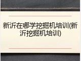 新沂在哪学挖掘机培训(新沂挖掘机培训)