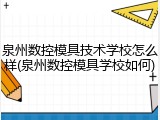 泉州数控模具技术学校怎么样(泉州数控模具学校如何)