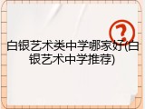 白银艺术类中学哪家好(白银艺术中学推荐)