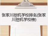 张家川挖机学校排名(张家川挖机学校榜)