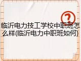 临沂电力技工学校中职班怎么样(临沂电力中职班如何)
