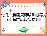 北海产后康复师培训哪家好(北海产后康复培训)
