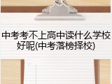 中考考不上高中读什么学校好呢(中考落榜择校)