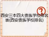 西安三本四大贵族学校排名表(西安贵族学校排名)