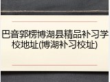 巴音郭楞博湖县精品补习学校地址(博湖补习校址)