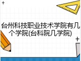 台州科技职业技术学院有几个学院(台科院几学院)