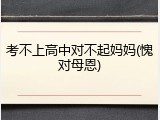 考不上高中对不起妈妈(愧对母恩)