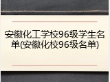 安徽化工学校96级学生名单(安徽化校96级名单)