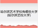 哈尔滨艺术学校有哪些大学(哈尔滨艺校大学)