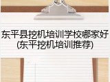 东平县挖机培训学校哪家好(东平挖机培训推荐)