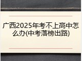广西2025年考不上高中怎么办(中考落榜出路)