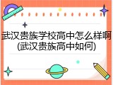 武汉贵族学校高中怎么样啊(武汉贵族高中如何)