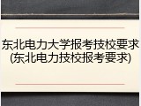 东北电力大学报考技校要求(东北电力技校报考要求)