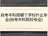 自考本科报哪个学校什么专业(自考本科院校专业)