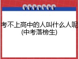 考不上高中的人叫什么人呢(中考落榜生)