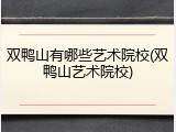 双鸭山有哪些艺术院校(双鸭山艺术院校)