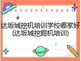 达坂城挖机培训学校哪家好(达坂城挖掘机培训)