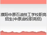 濮阳中原石油技工学校职高招生(中原油校职高招)
