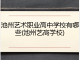 池州艺术职业高中学校有哪些(池州艺高学校)