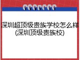 深圳超顶级贵族学校怎么样(深圳顶级贵族校)