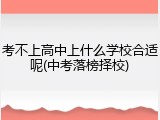 考不上高中上什么学校合适呢(中考落榜择校)
