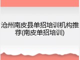 沧州南皮县单招培训机构推荐(南皮单招培训)