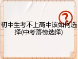初中生考不上高中该如何选择(中考落榜选择)