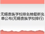 无锡贵族学校排名榜最新名单公布(无锡贵族学校排行)