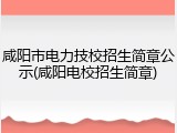 咸阳市电力技校招生简章公示(咸阳电校招生简章)