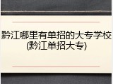 黔江哪里有单招的大专学校(黔江单招大专)