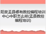 阳泉盂县哪有数控编程培训中心中职怎么样(盂县数控编程培训)