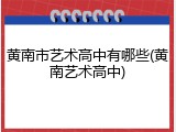 黄南市艺术高中有哪些(黄南艺术高中)