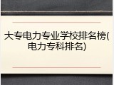 大专电力专业学校排名榜(电力专科排名)